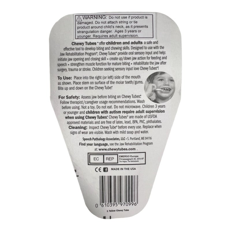 Chewy Tubes, Pack of 2 Yellow (Small) Chewy Tubes - Pediatric and Adult Sensory Treatment Tool - Image 2