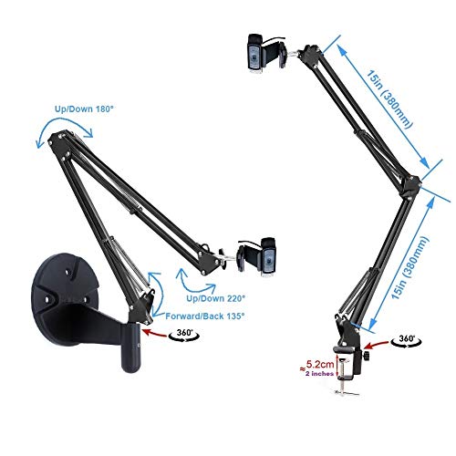 AceTaken Webcam Stand Kit, 2in1 Wall Mount and Clamp Arm Holder for Logitech C920 C920s C922x C930e C925e Brio - Image 2