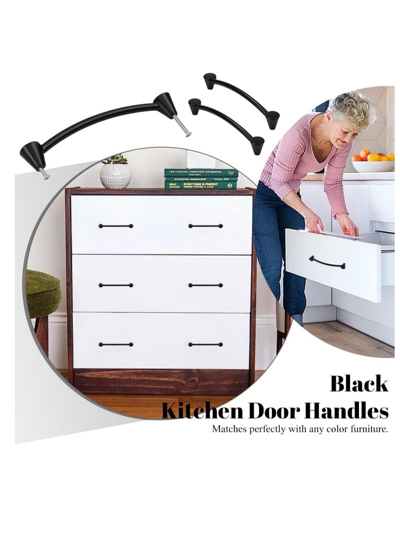 SYOSI 12 Pack Kitchen Door Handles 128mm Hole Centre Cupboard Door Handles Furniture Drawer Pulls Knobs Wardrobe D Handle Vintage Black Cabinet Handles for Bedroom Bathroom Dresser Screws Included  - Image 2