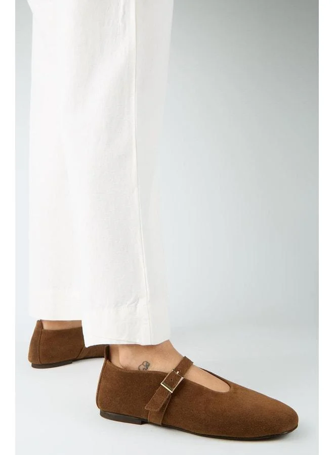 Zenga Women's Genuine Leather Single-Strap Babet Taba Shoe.