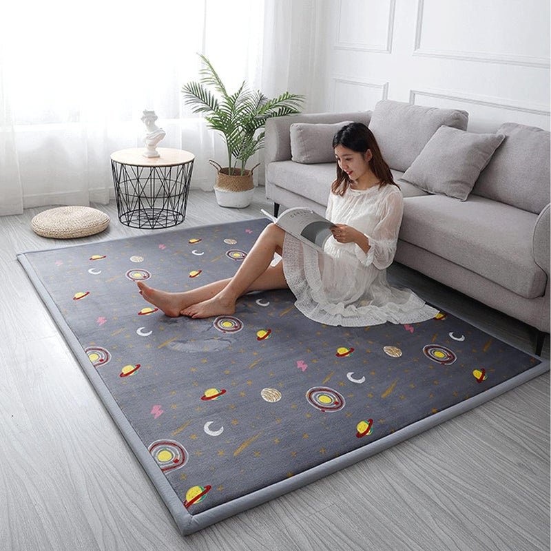 Loartee Coral Velvet Area Rug - 1" Thick Memory Foam Baby Play Mat, Washable Toddler Carpet, Home Decor for Living Room, Nursery, Kids Bedroom, Astral Gray, 4'11"x6'7" - Image 5