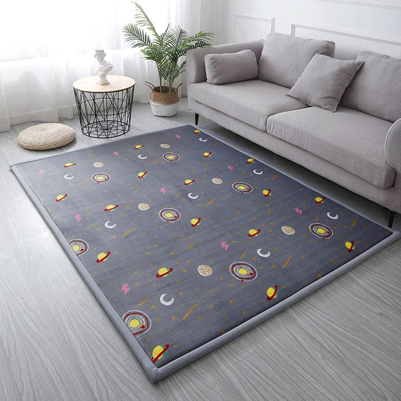 Loartee Coral Velvet Area Rug - 1" Thick Memory Foam Baby Play Mat, Washable Toddler Carpet, Home Decor for Living Room, Nursery, Kids Bedroom, Astral Gray, 4'11"x6'7" - Image 1
