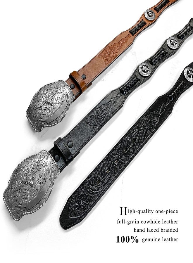 بيلتس.كوم حزام من الجلد الطبيعي الكامل الحبيبات من Belts.com، مزين بنجمة لونغ هورن من ولاية تكساس، بعرض 1-1/2 بوصة (38 مم) (بني، 32) - Image 2