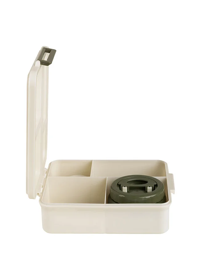 سترون Grand Lunchbox With 4 Compartments For Kids - Includes 1 Thermos Food Jar And 1 Sauce Container, Leak Proof And Bpa Free Lunch Box For Kids - Dino Green