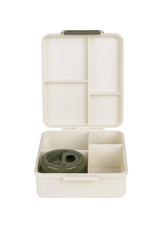سترون Grand Lunchbox With 4 Compartments For Kids - Includes 1 Thermos Food Jar And 1 Sauce Container, Leak Proof And Bpa Free Lunch Box For Kids - Dino Green