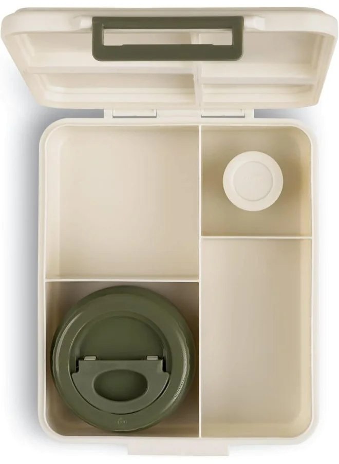 سترون Grand Lunchbox With 4 Compartments For Kids - Includes 1 Thermos Food Jar And 1 Sauce Container, Leak Proof And Bpa Free Lunch Box For Kids - Dino Green