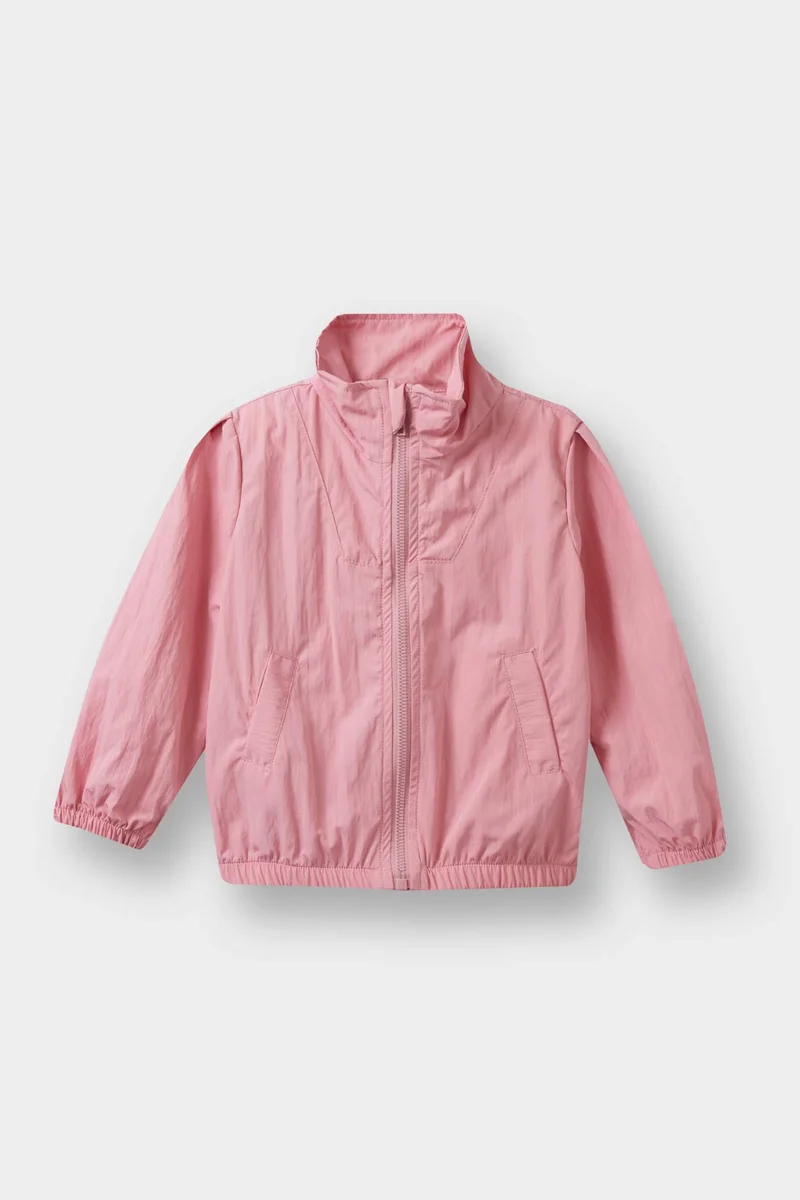 ديفاكتو Girl Shirt Collar Zip-Up Parachute Rain Jacket