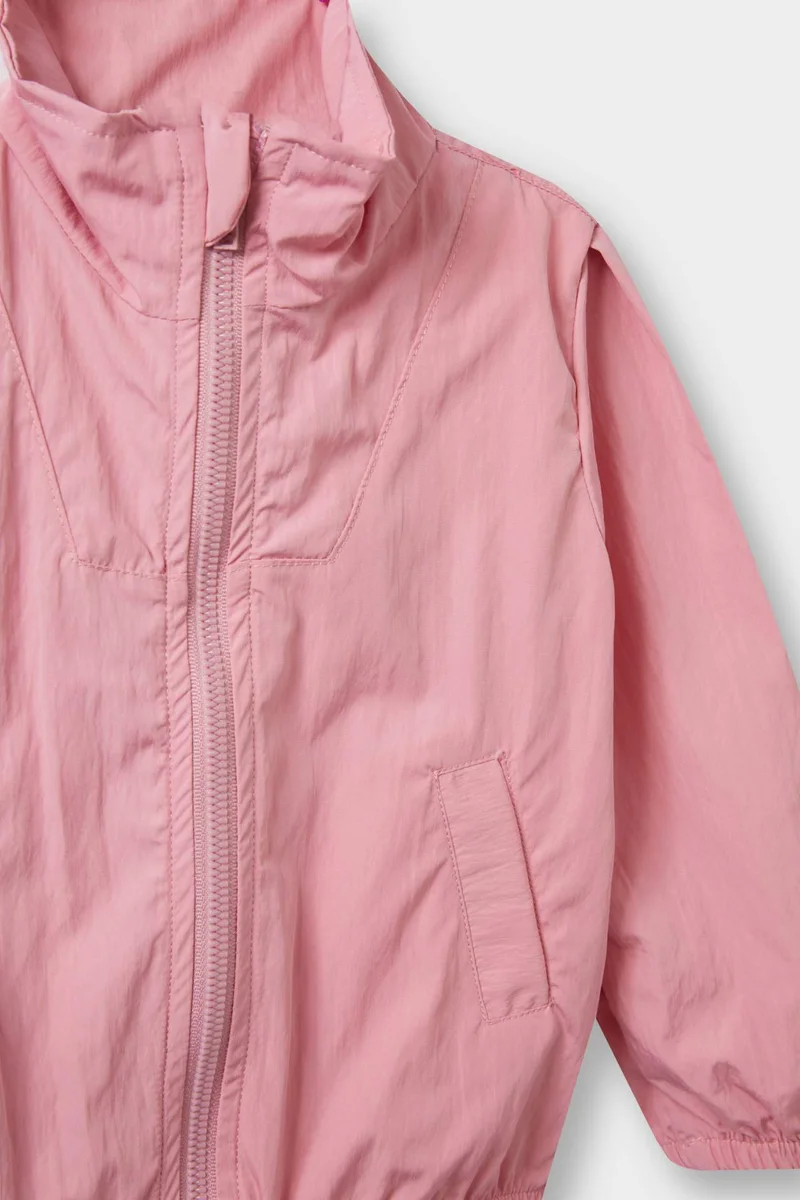 ديفاكتو Girl Shirt Collar Zip-Up Parachute Rain Jacket
