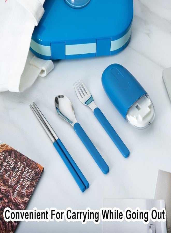 Drumstone (𝗦𝗽𝗲𝗰𝗶𝗮𝗹 𝟭𝟬 𝗬𝗲𝗮𝗿𝘀 𝗪𝗮𝗿𝗿𝗮𝗻𝘁𝘆) Portable Stainless Steel Cutlery Set – Fork, Spoon & Chopsticks with Travel Case – Reusable, Lightweight & Ideal for Office, School, Camping - Image 2