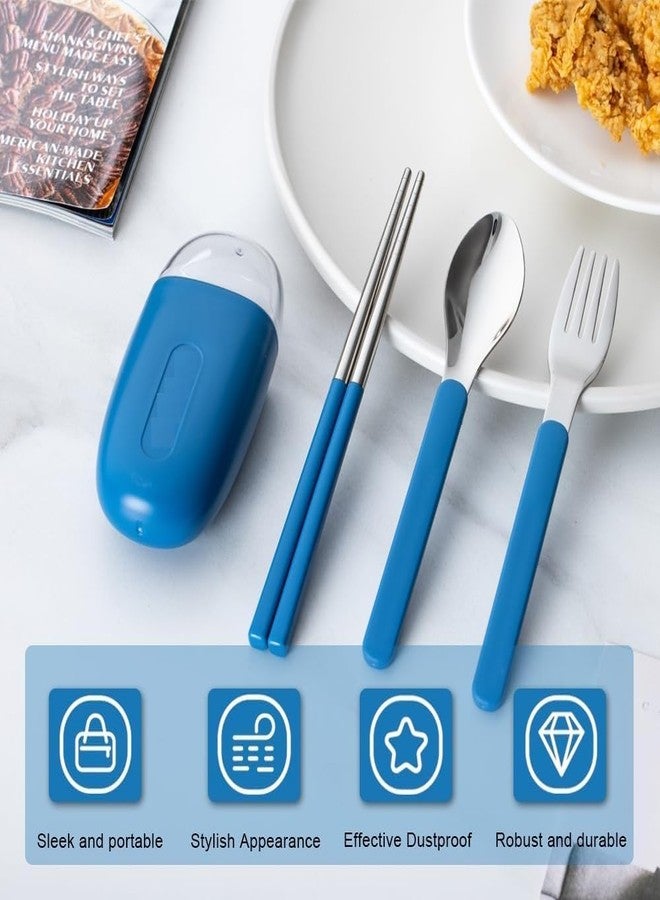 Drumstone (𝗦𝗽𝗲𝗰𝗶𝗮𝗹 𝟭𝟬 𝗬𝗲𝗮𝗿𝘀 𝗪𝗮𝗿𝗿𝗮𝗻𝘁𝘆) Portable Stainless Steel Cutlery Set – Fork, Spoon & Chopsticks with Travel Case – Reusable, Lightweight & Ideal for Office, School, Camping - Image 3