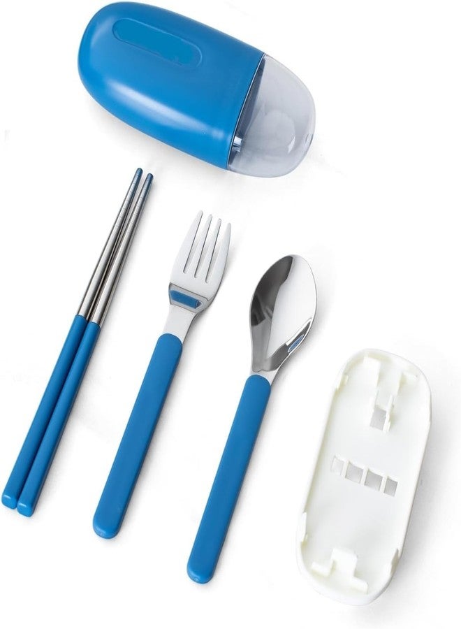 Drumstone (𝗦𝗽𝗲𝗰𝗶𝗮𝗹 𝟭𝟬 𝗬𝗲𝗮𝗿𝘀 𝗪𝗮𝗿𝗿𝗮𝗻𝘁𝘆) Portable Stainless Steel Cutlery Set – Fork, Spoon & Chopsticks with Travel Case – Reusable, Lightweight & Ideal for Office, School, Camping - Image 1