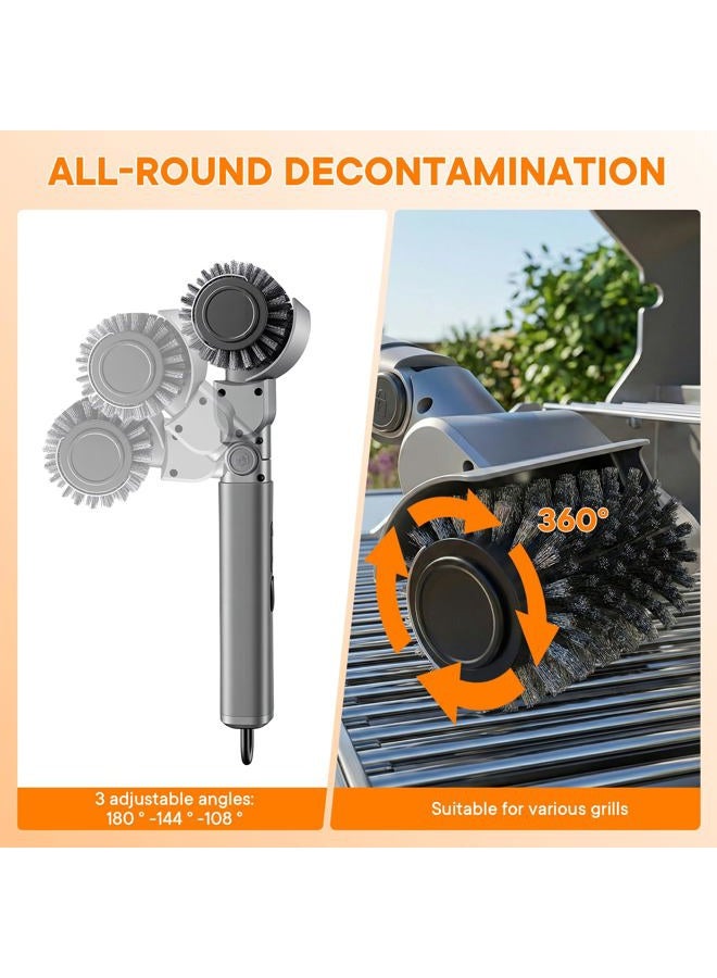 IDACYRIA Electric Grill Brush for Outdoor, Rechargeable BBQ Grill Cleaner with 3 Heads,Cordless Rechargeable Grill Brush,3-Speed-450 RPM,150 Mins Runtime Grill Cleaning Brush - Image 3