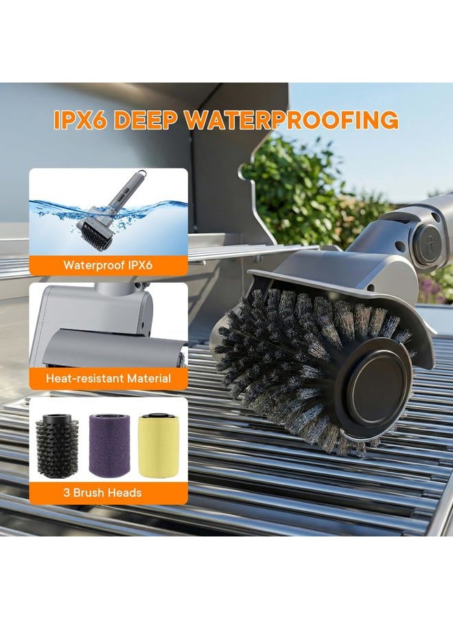 IDACYRIA Electric Grill Brush for Outdoor, Rechargeable BBQ Grill Cleaner with 3 Heads,Cordless Rechargeable Grill Brush,3-Speed-450 RPM,150 Mins Runtime Grill Cleaning Brush - Image 5