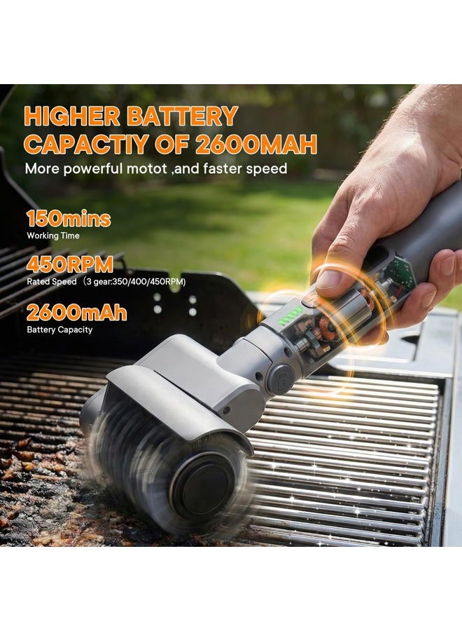 IDACYRIA Electric Grill Brush for Outdoor, Rechargeable BBQ Grill Cleaner with 3 Heads,Cordless Rechargeable Grill Brush,3-Speed-450 RPM,150 Mins Runtime Grill Cleaning Brush - Image 2