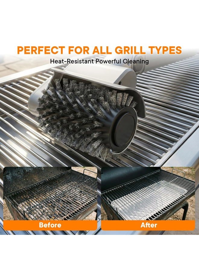 IDACYRIA Electric Grill Brush for Outdoor, Rechargeable BBQ Grill Cleaner with 3 Heads,Cordless Rechargeable Grill Brush,3-Speed-450 RPM,150 Mins Runtime Grill Cleaning Brush - Image 4