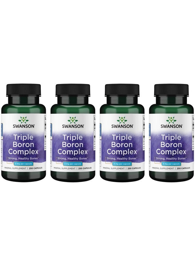 Swanson Triple Boron Complex - Natural Bone Health & Joint Support - Mineral Supplement Featuring Citrate, Aspartate & Glycinate - (250 Capsules) (4 Pack) - Image 1