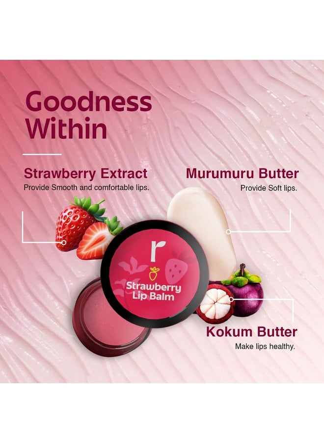 RIVONA NATURALS Strawberry Lip Balm | Avocado Butter + Kokum Butter | Moisturizing And Plumping | For Men & Women | 8 Gm  - Image 2