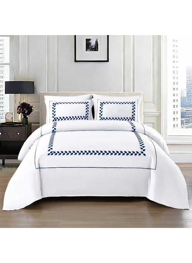 Microfiber Embroidered Soft Quality Comforter Bedding set-King Size 6Pcs 1-PC fitted bedsheet 200 * 200cm,1-PCS Comforter 220 * 240 fixed, 4PCS Super Soft Pillowcases