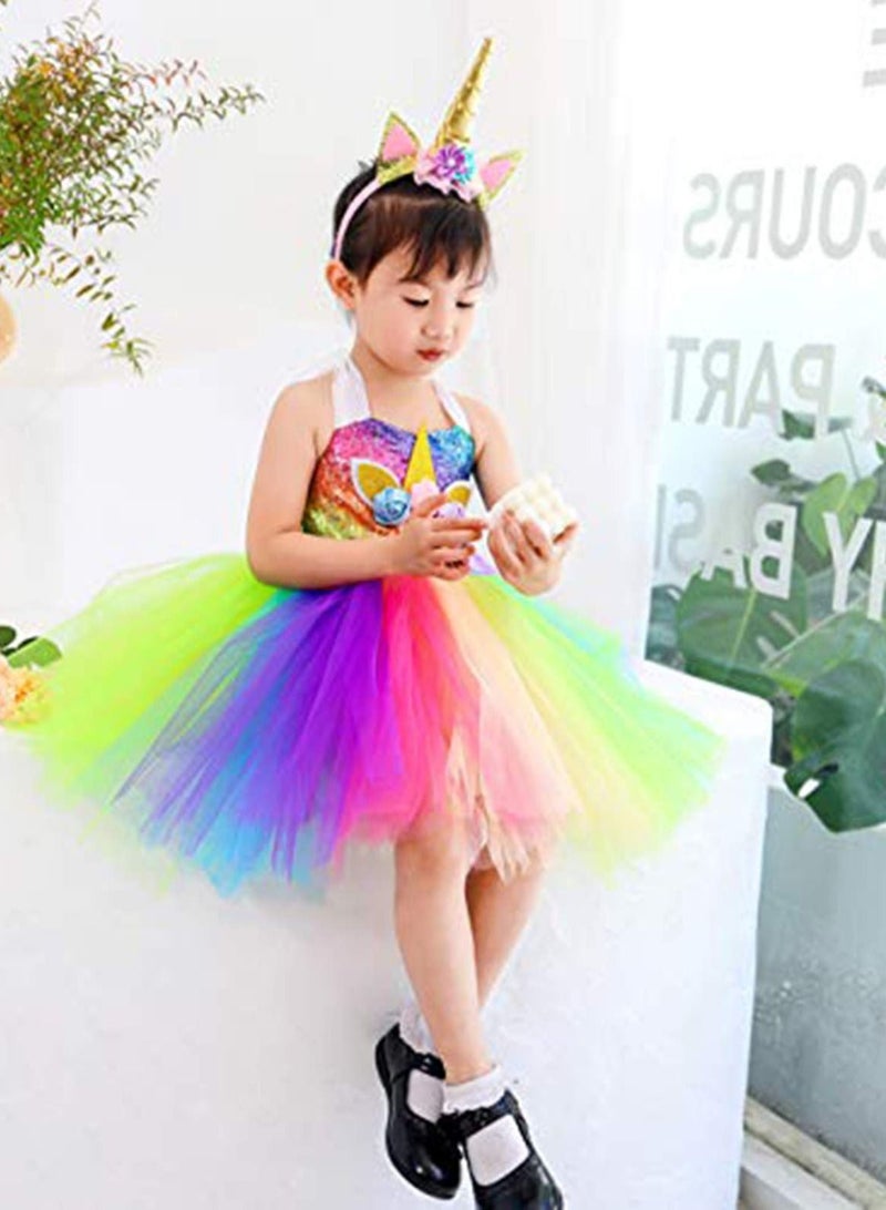 SYOSI Kid's Unicorn Tutu Dress with Headband XL - Image 4