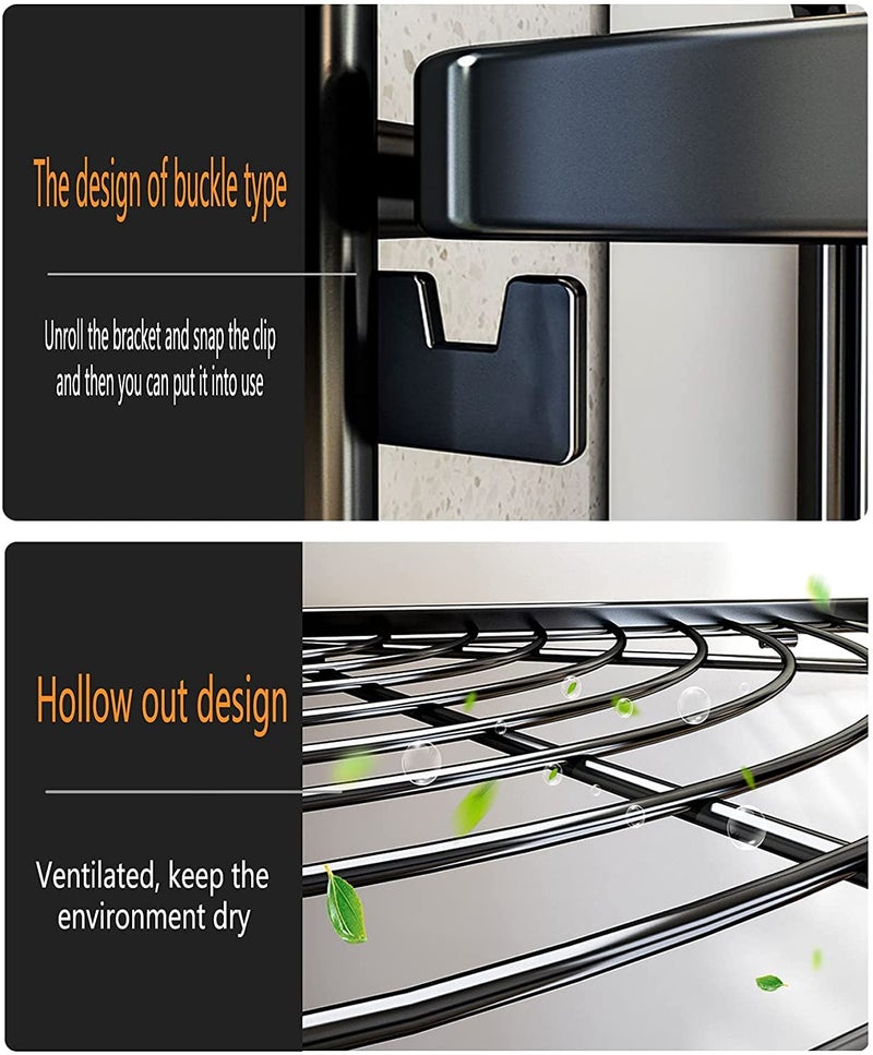 VIKIJO Kitchen Corner Shelf Rack MultiLayer Pot Rack Storage Organizer Stainless Steel Shelves Shelf Holder Heavy Duty Rack Black 3 Tier Corner - Image 5