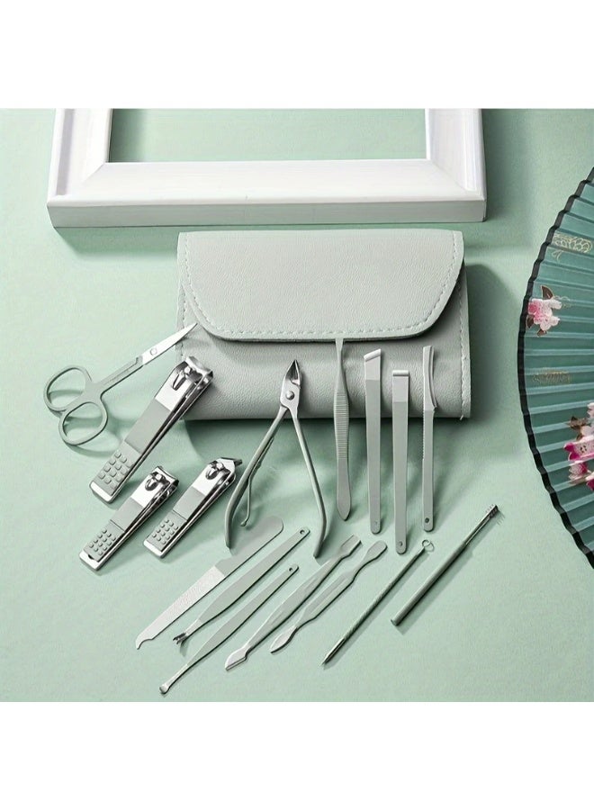يوكانبي مجموعة أدوات العناية بالأظافر والباديكير المتعددة الوظائف - 16 قطعة من الفولاذ المقاوم للصدأ مع حقيبة تخزين قابلة للطي - Image 5