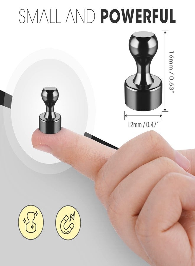 Grtard 48 Pack Black Magnetic Push Pins, Fridge Magnets for Whiteboard, Whiteboard Magnets Refrigerator Magnets, Small and Strong Push Pin Magnet for Office, School, Locker, and Map Magnet - Image 2