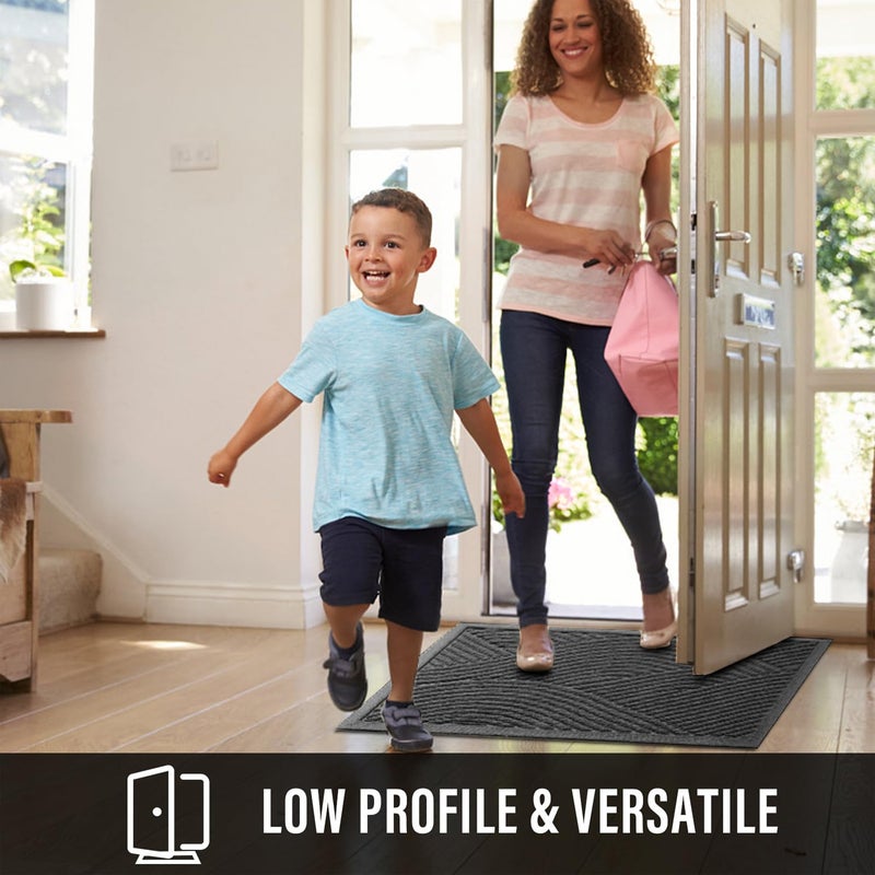 HIYARD Sturdy Front Door Mat, Absorbent Muddy Dirt Resist Welcome Door Mats Outdoor Indoor, Stain and Fade Resistant, Non-Slip Backing Entry Mat Low Profile Doormat for Entryway, 29Ã—17, Grey - Image 5