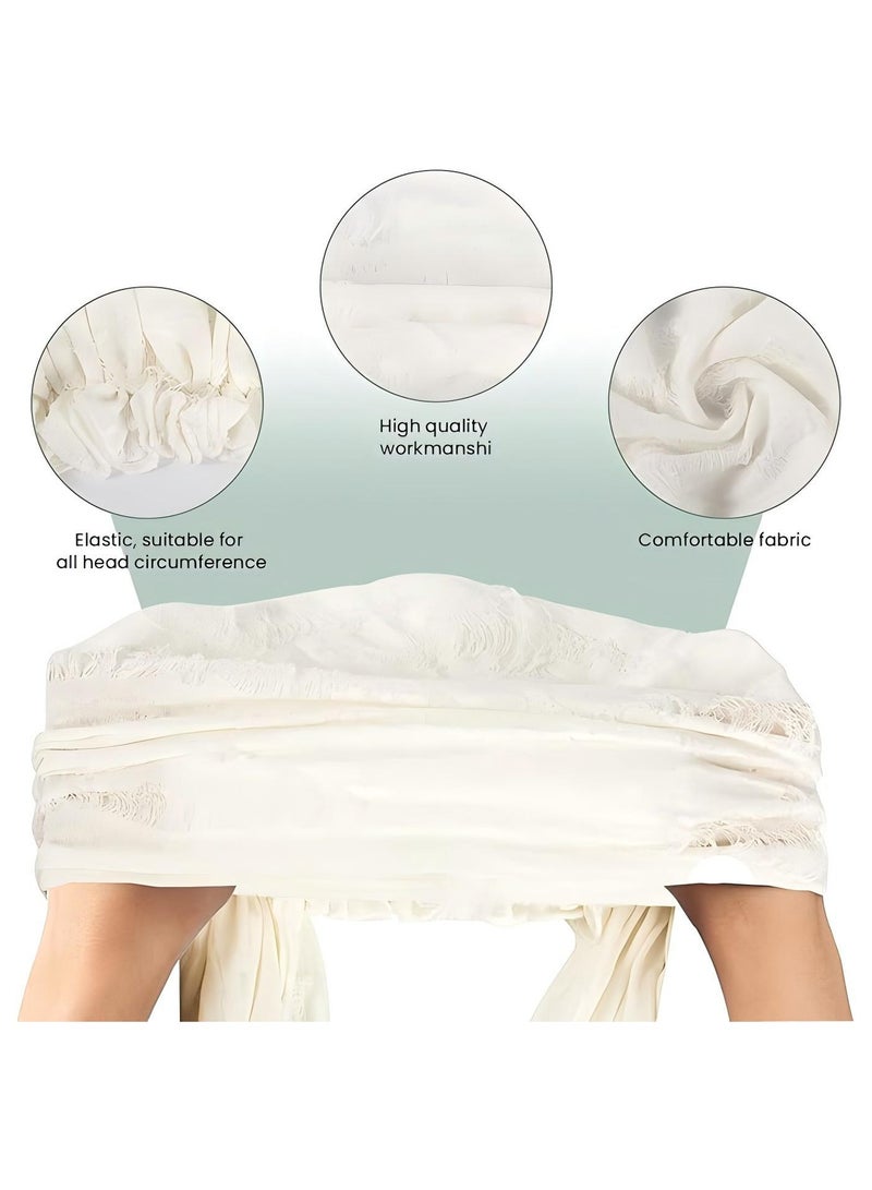 سيدة حجاب أغطية الرأس قبل ربط القوس جيب قبعة وشاح أزياء البالية ريشة أغطية الرأس الخفيفة أغطية الرأس قبعة بيضاء - Image 3