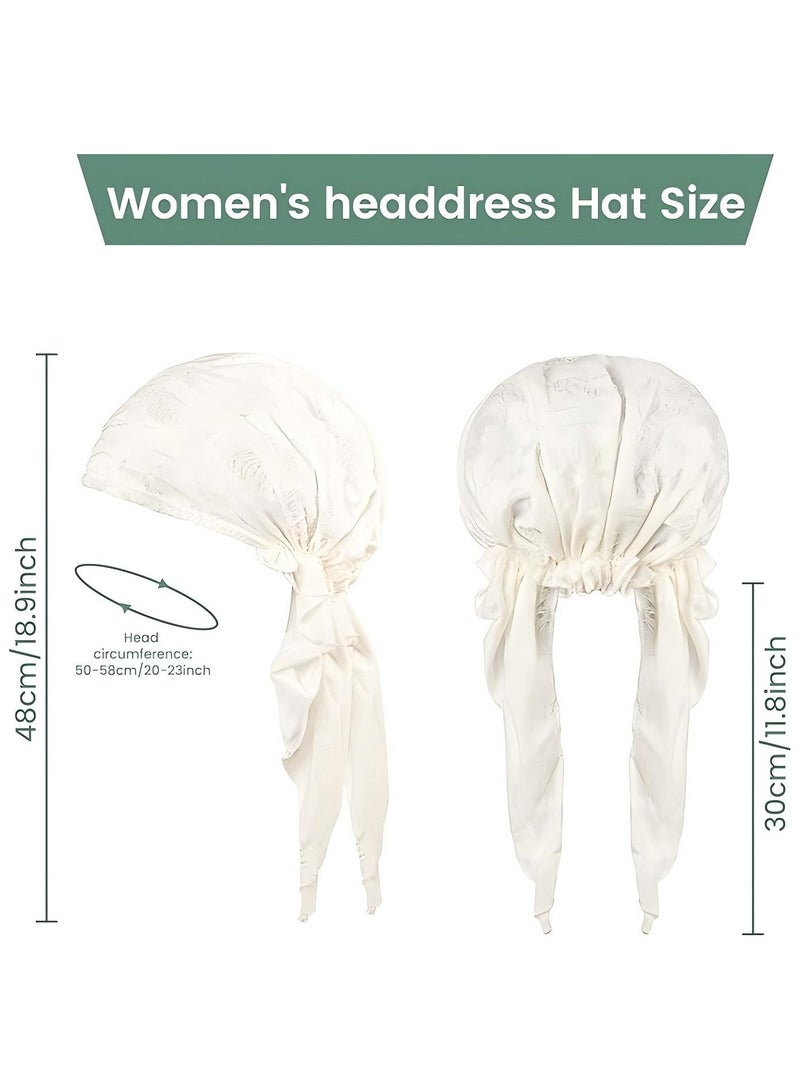 سيدة حجاب أغطية الرأس قبل ربط القوس جيب قبعة وشاح أزياء البالية ريشة أغطية الرأس الخفيفة أغطية الرأس قبعة بيضاء - Image 2