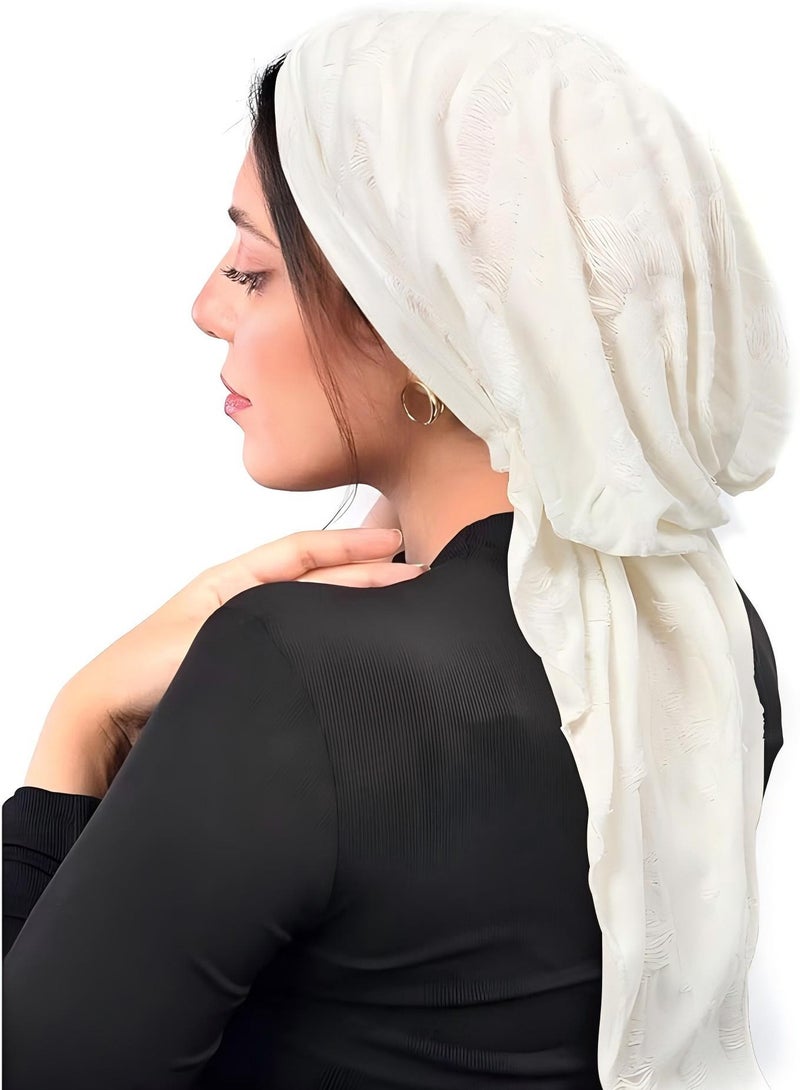 سيدة حجاب أغطية الرأس قبل ربط القوس جيب قبعة وشاح أزياء البالية ريشة أغطية الرأس الخفيفة أغطية الرأس قبعة بيضاء - Image 1