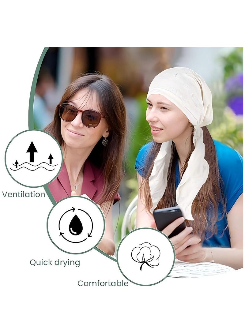 سيدة حجاب أغطية الرأس قبل ربط القوس جيب قبعة وشاح أزياء البالية ريشة أغطية الرأس الخفيفة أغطية الرأس قبعة بيضاء - Image 4