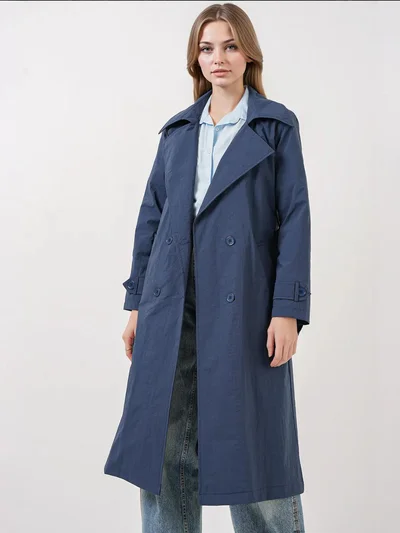 BIG DART BDART Double Breasted Long Trench Coat with Pockets