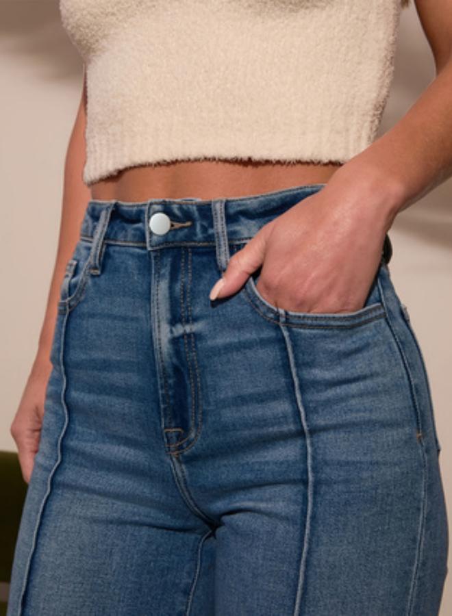 Take Two Women High Rise Front Pintuck Straight Leg Jeans - Image 4