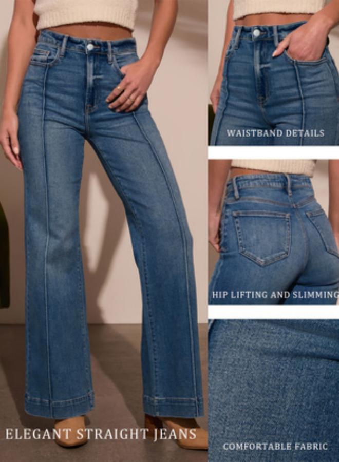 Take Two Women High Rise Front Pintuck Straight Leg Jeans - Image 2