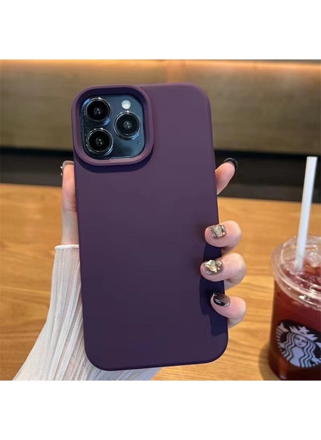 Generic All-inclusive 15 Apple 13 Liquid Silicone 14 Mobile Phone Case 13Promax Straight Edge 15pro Protective Case 13Pro-Color:Dark Night Purple [all Inclusive]-Applicable Models:Apple 14promax [with Logo]  - Image 1