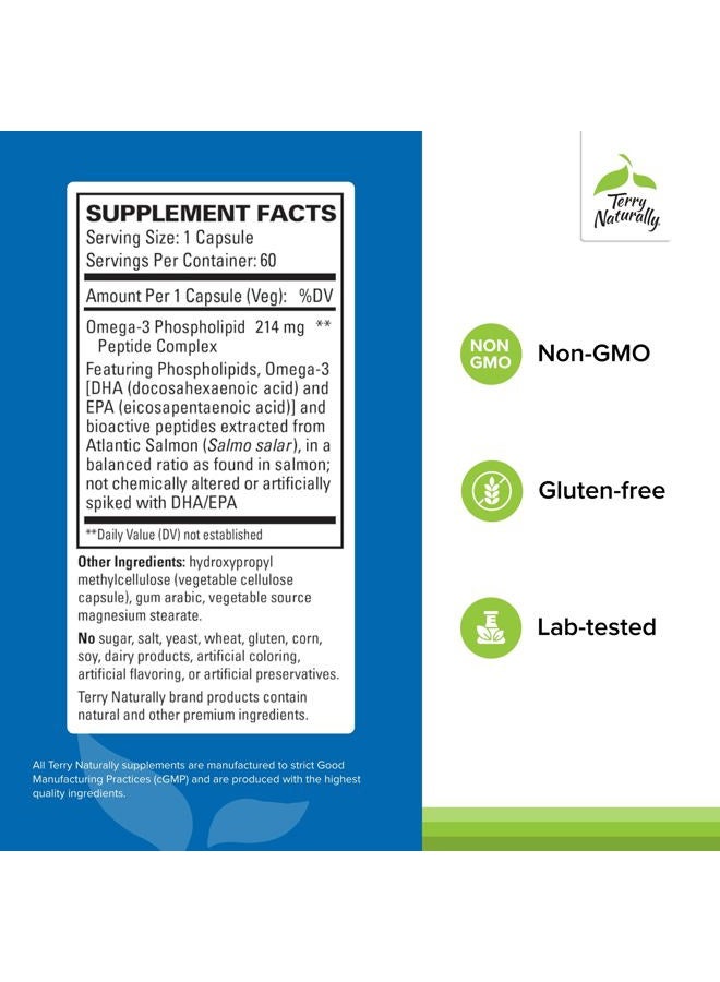 Terry Naturally Vectomega - Dietary Supplement with EPA & DHA - Omega-3 Tablets for Brain & Heart Health Support - Nutritional Supplement with Essential Fatty Acids & Peptides - 60 Capsules - Image 2