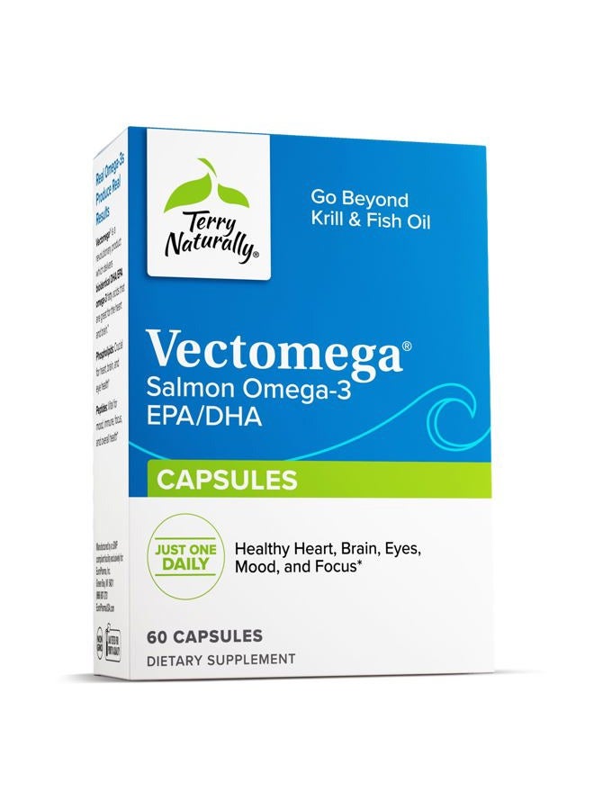 Terry Naturally Vectomega - Dietary Supplement with EPA & DHA - Omega-3 Tablets for Brain & Heart Health Support - Nutritional Supplement with Essential Fatty Acids & Peptides - 60 Capsules - Image 1