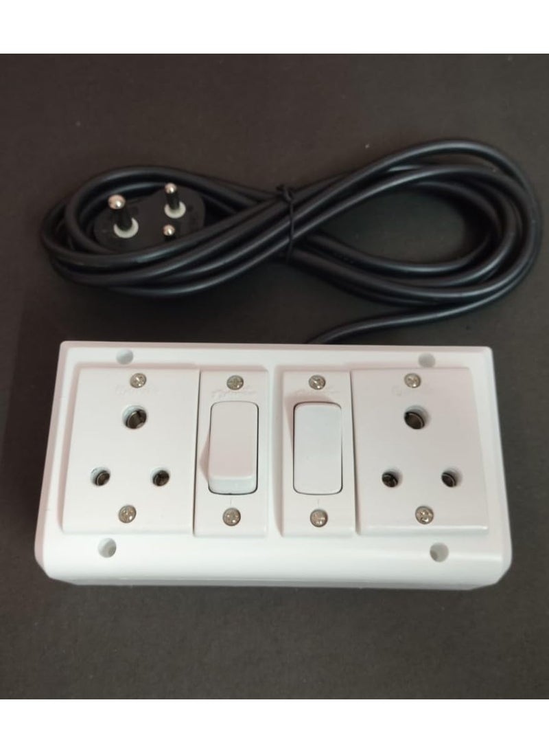 Generic Premium 3 Meter 2Socket 2Switch Power Extension Board with 3Pin Plug Black Wire White Box  - Image 2