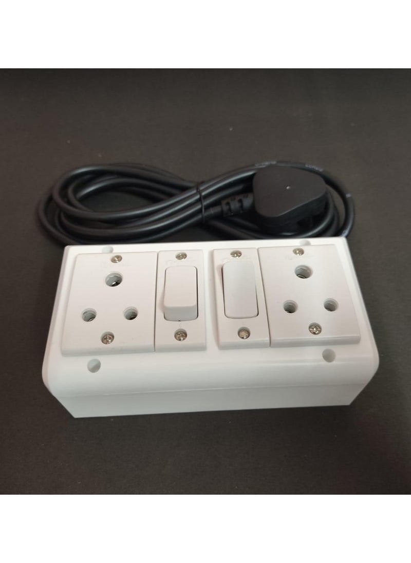 Generic Premium 3 Meter 2Socket 2Switch Power Extension Board with 3Pin Plug Black Wire White Box  - Image 3