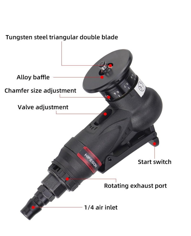 HIFESON Pnuematic Chamfer Tool Deburring Tool for Metal Trimming, Air Beveling Tool Mini Chamfering Machine Small Handheld Grinder for Inner Hole and Metal Edge Deburring - Image 3