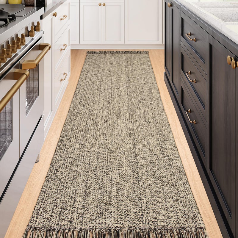 Collive Long Carpet Runners for Hallways 2.6x8ft  Washable Kitchen Rug Indoor Sink Rug  Natural/Black Woven Entryway Runner Rugs Low-Profile Front Door Floor Rug for Laundry Room Bedroom Outdoor Decor - Image 2