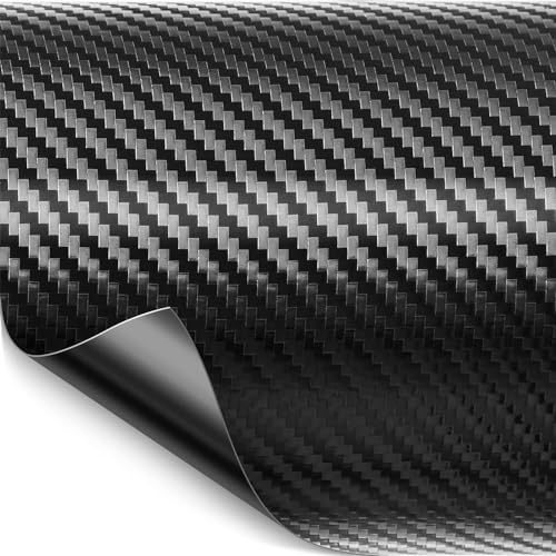 SUNBIRD Black Matte Car Wrap Vinyl Roll with Air Release DIY Styling Self Adhesive Motorbike Car Sticker Decal (12in x 5ft, Carbon 3D Vinyl) - Image 1