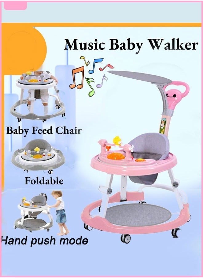 Berma Baby - Foldable Multi-FunctionBaby Walker Foldable Baby Walker for Boys and Girls, 3 in 1 Toddler Walker Learning-Seated or Walk-Behind Adjustable Speed Rear Wheels Safety Bumper Detachable Seat Cover - Image 1