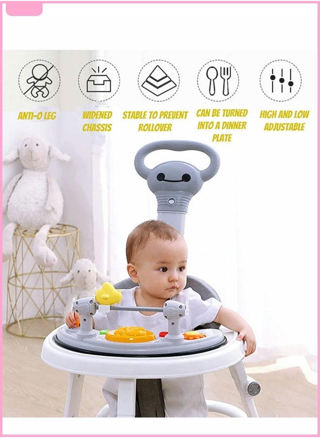 Berma Baby - Foldable Multi-FunctionBaby Walker Foldable Baby Walker for Boys and Girls, 3 in 1 Toddler Walker Learning-Seated or Walk-Behind Adjustable Speed Rear Wheels Safety Bumper Detachable Seat Cover - Image 1