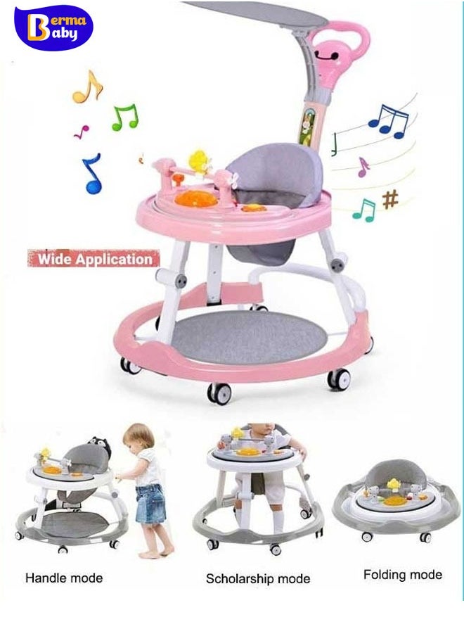 Berma Baby - Foldable Multi-FunctionBaby Walker Foldable Baby Walker for Boys and Girls, 3 in 1 Toddler Walker Learning-Seated or Walk-Behind Adjustable Speed Rear Wheels Safety Bumper Detachable Seat Cover - Image 1