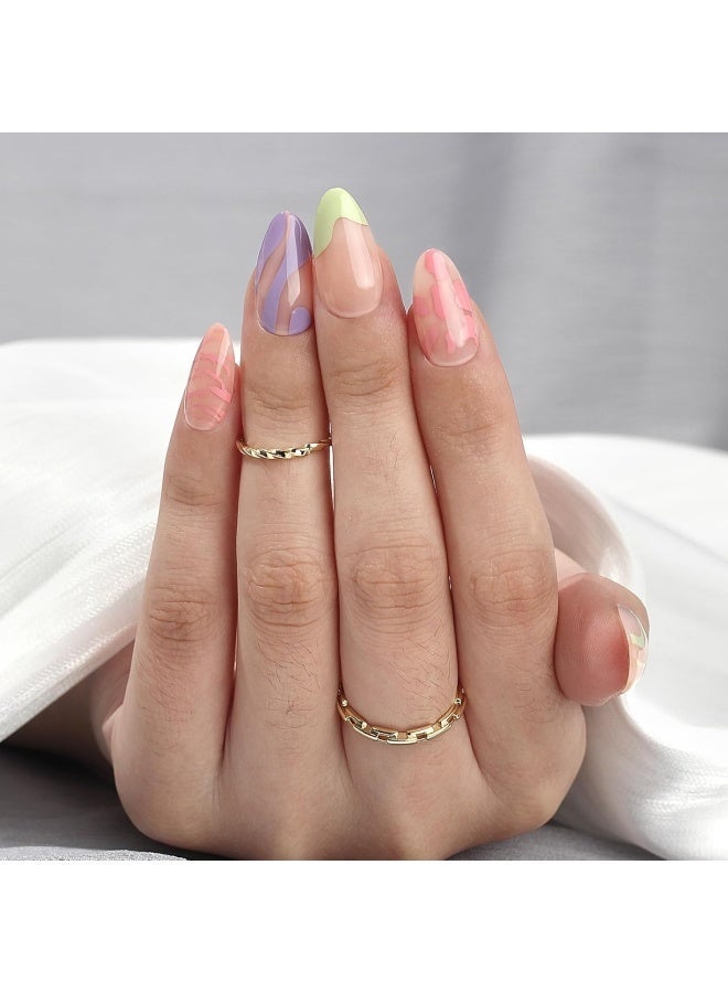 Anglicolor 30 Pieces Press On Nails, Seamless and Removable Nail Stickers, French Pastel Press On Nails, Reusable False Nails, Fack Nails, 15 Sizes - A101 - Image 2