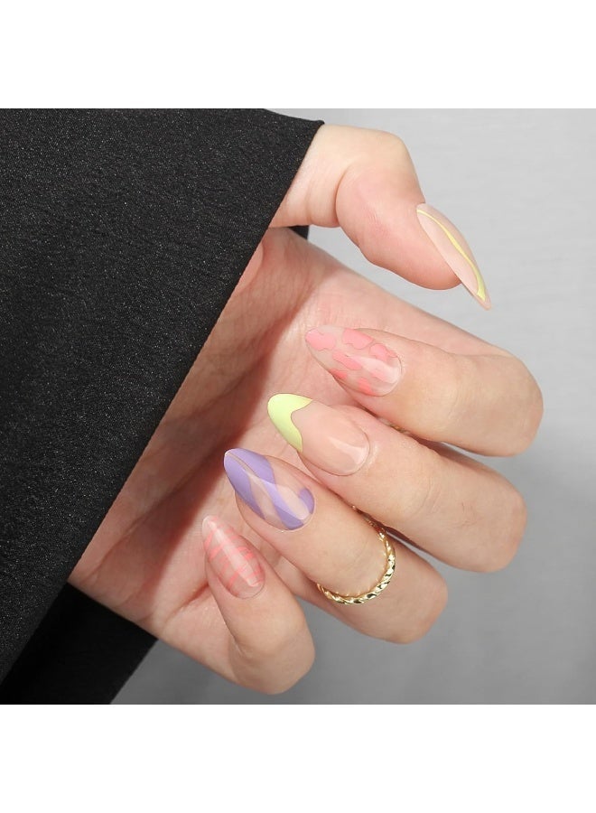 Anglicolor 30 Pieces Press On Nails, Seamless and Removable Nail Stickers, French Pastel Press On Nails, Reusable False Nails, Fack Nails, 15 Sizes - A101 - Image 3