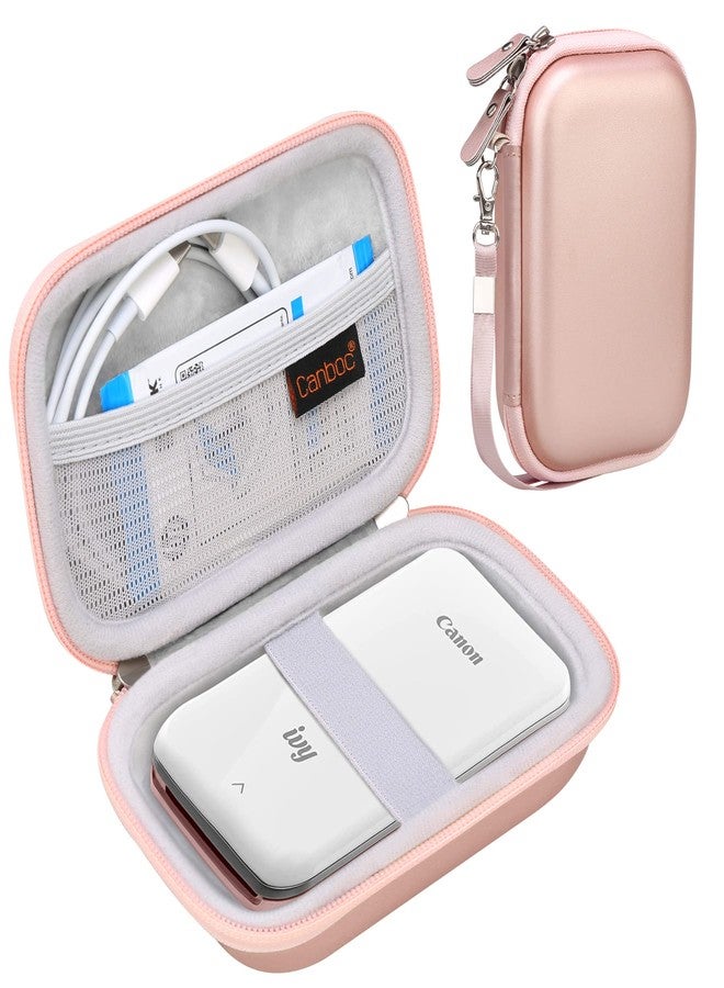 Canboc Shockproof Carrying Case Storage Travel Bag for Canon Ivy Wireless Bluetooth Mobile/Portable, Mini Photo Printer Protective Pouch Box, Rose Gold - Image 1