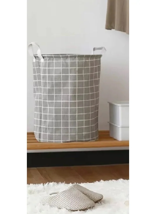 Nelson Laundry Basket Double Layer Fabric Foldable Basket - Gray Panel