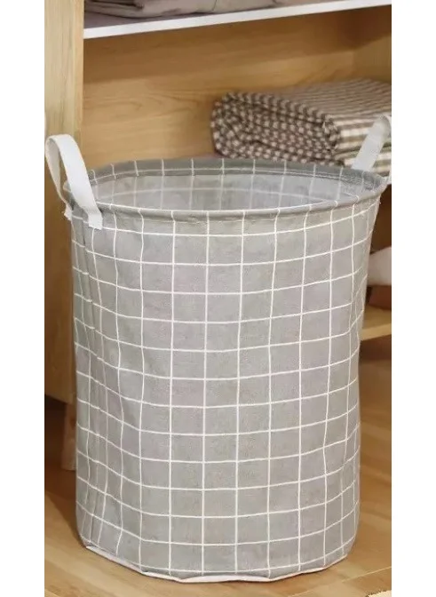 Nelson Laundry Basket Double Layer Fabric Foldable Basket - Gray Panel
